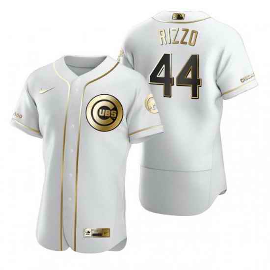 Chicago Cubs 44 Anthony Rizzo White Nike Mens Authentic Golden Edition MLB Jersey